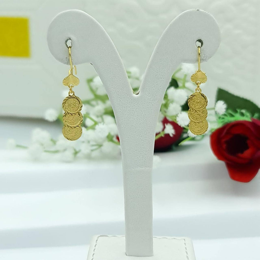 Triple Lira Coin Dangle Earrings