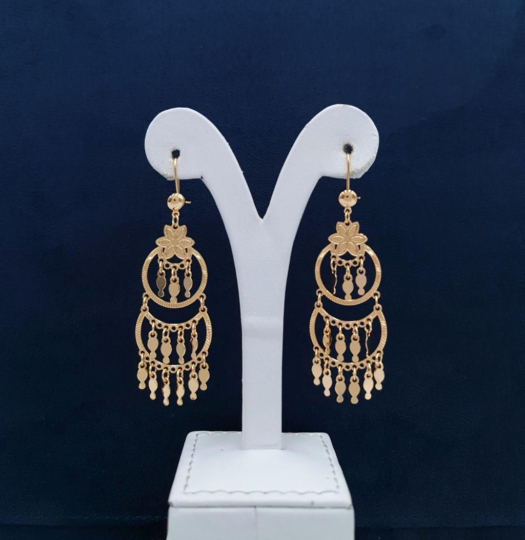 Tiered Crescent Floral Chandelier Earrings