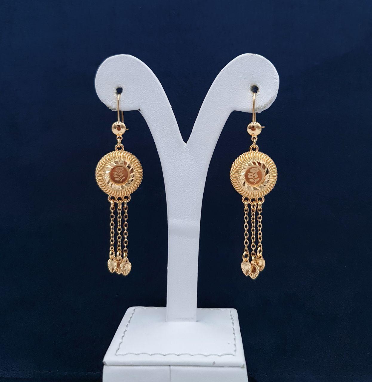 Textured Medallion Rose Tassel Earrings