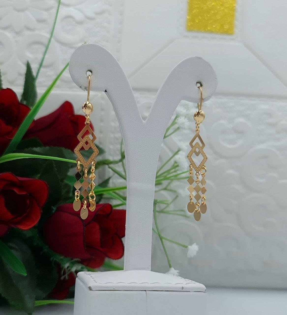 Interlocking Geometric Diamond Dangle Earrings