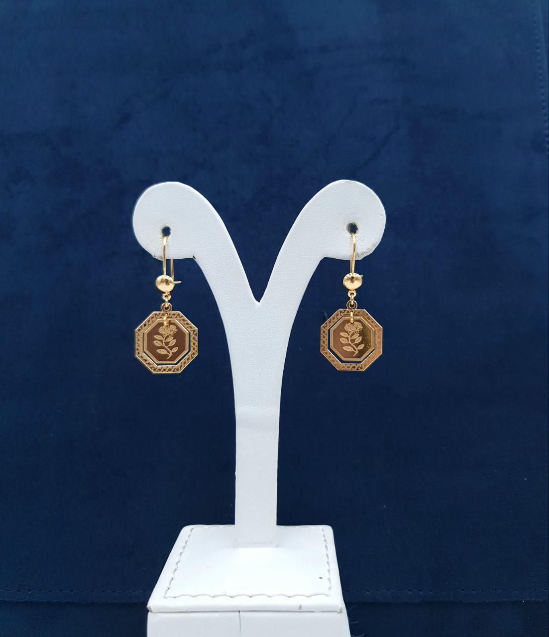 Octagonal Vintage Rose Drop Earrings