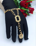 Royal Initial Hand Chain Gold-Tone Bracelet