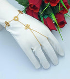 Golden Lotus Filigree Chain Hand Bracelet