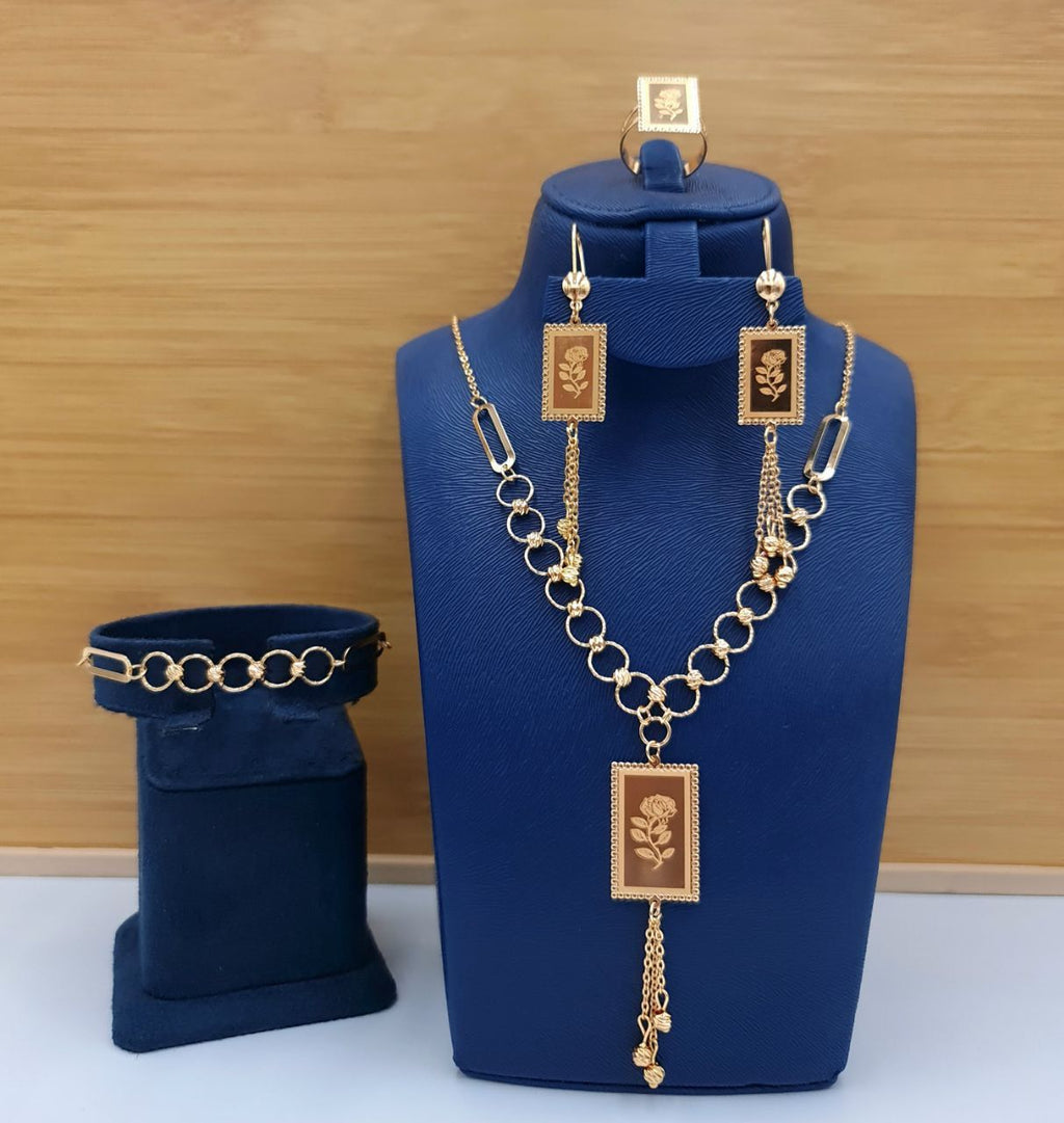 Royal Rectangular Rose 4-Piece Jewelry Set