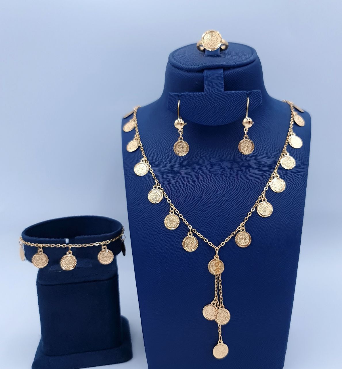Golden Vintage Coin Charm 4-Piece Jewelry Set