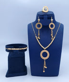 Golden Textured Circle 4-Piece Jewelry Set