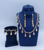 Golden Teardrop Charm 3-Piece Jewelry Set