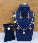 Golden Vintage Coin Charm 4-Piece Jewelry Set