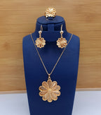 Golden Radiant Flower 3-Piece Jewelry Set