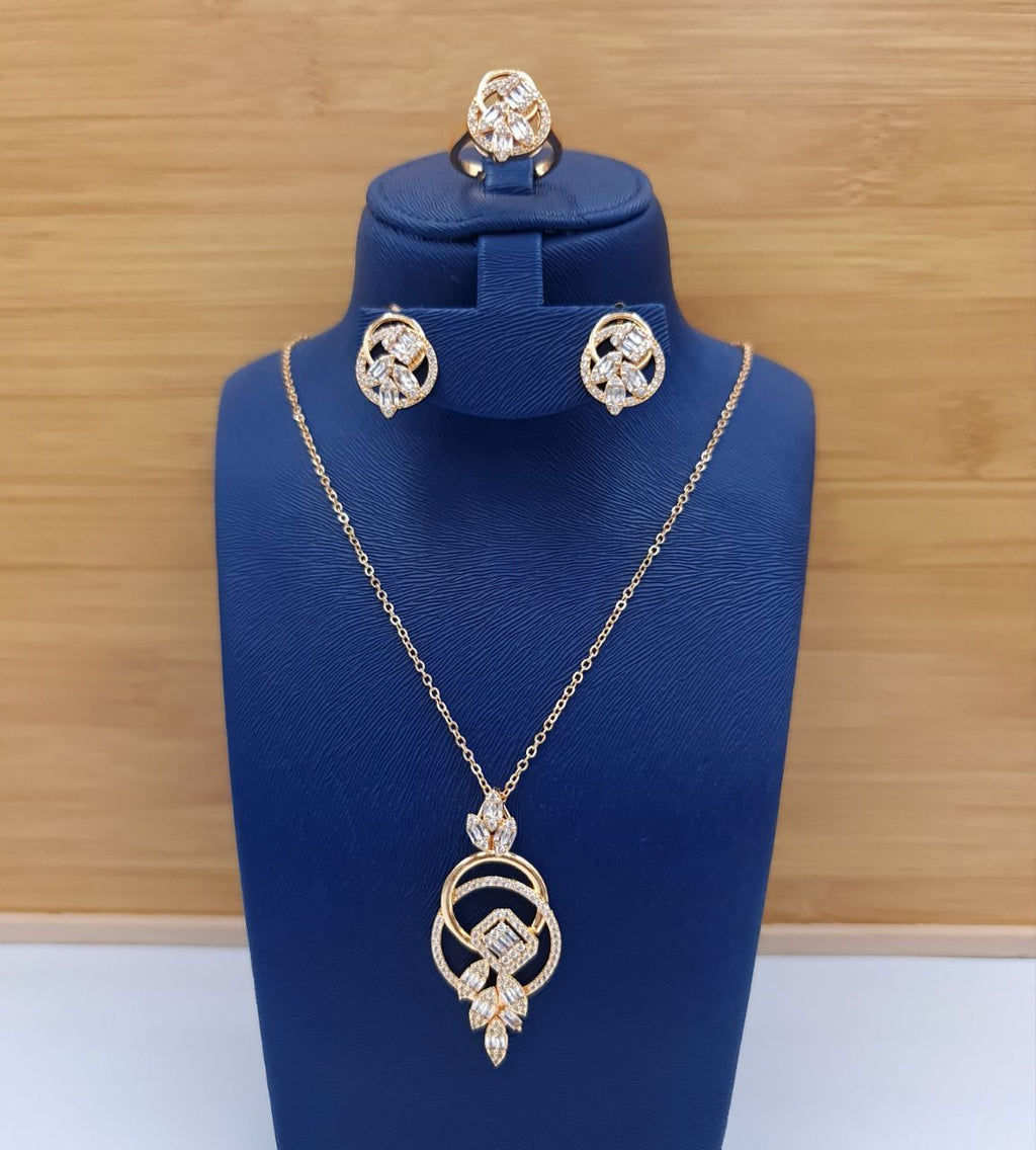 Royal Zircon Crystal Interlocking Loop 3-Piece Jewelry Set