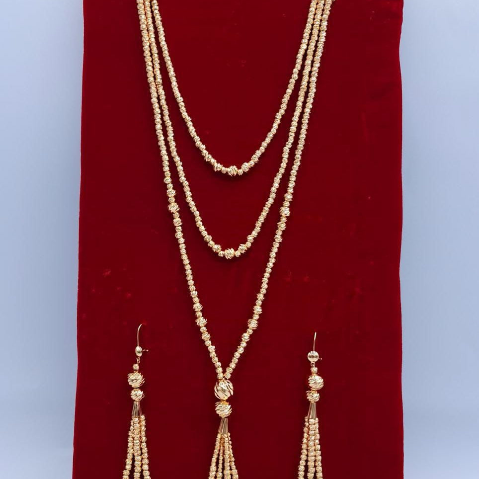 Royal Golden Layered Beaded Tassel 2-Piece Set