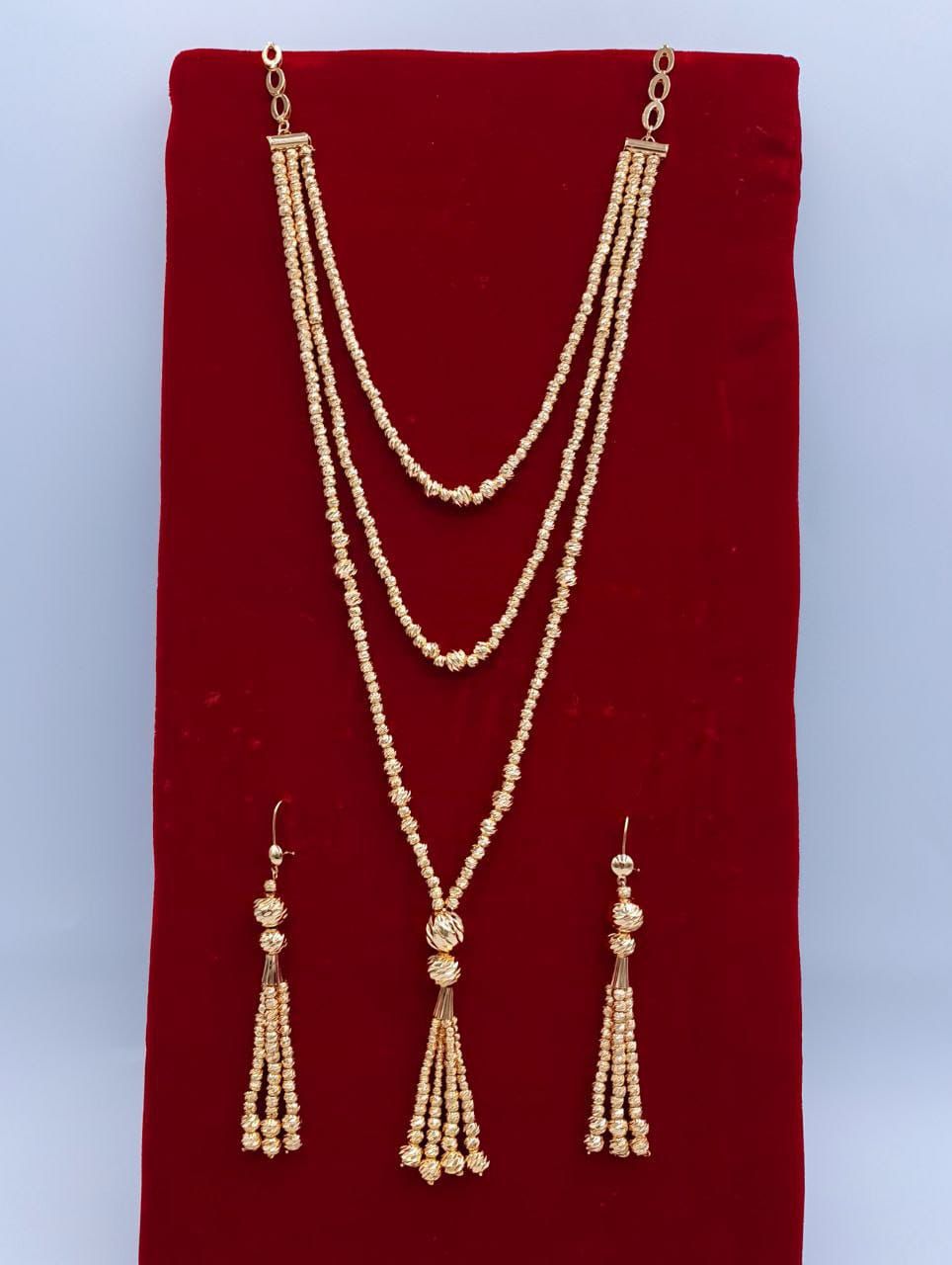 Royal Golden Layered Beaded Tassel 2-Piece Set