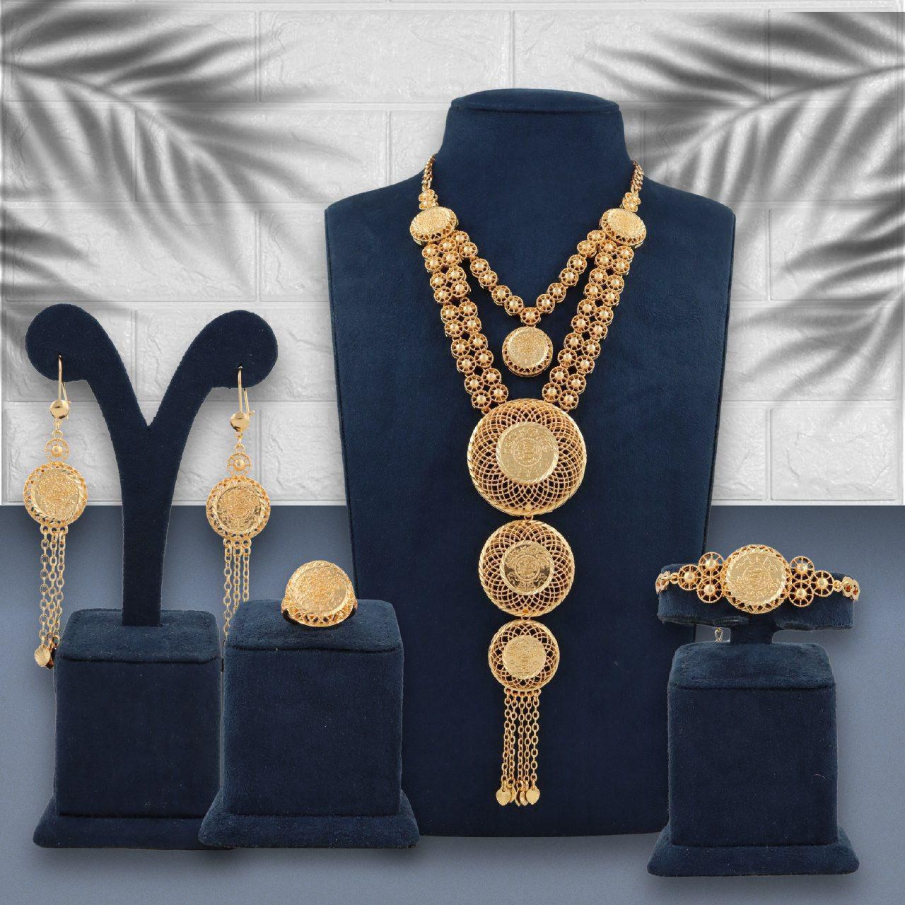 Royal Golden Layered Filigree Coin 4-Piece Set