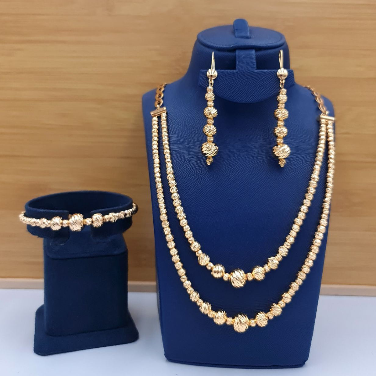 Royal Golden 2-Tier Beaded 3-Piece Set