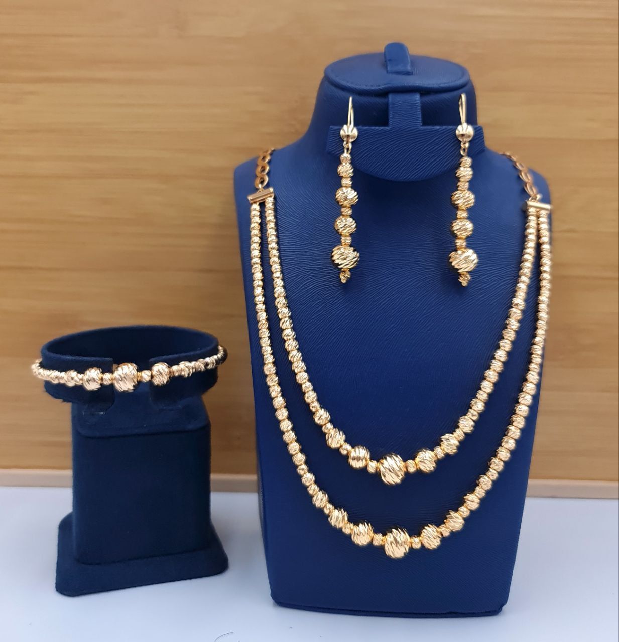 Royal Golden 2-Tier Beaded 3-Piece Set