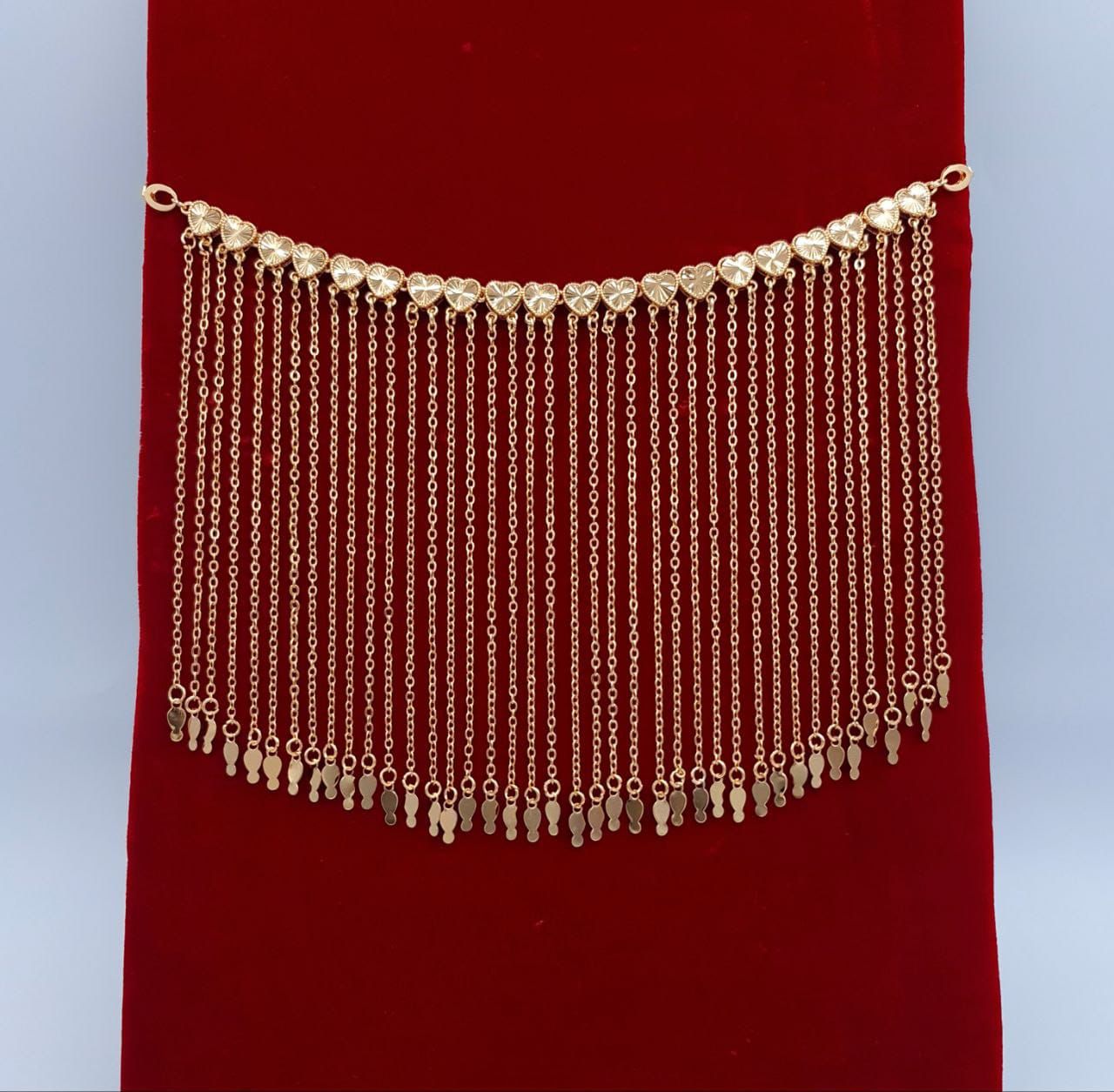 Royal Golden Waterfall Fringe Heart Choker