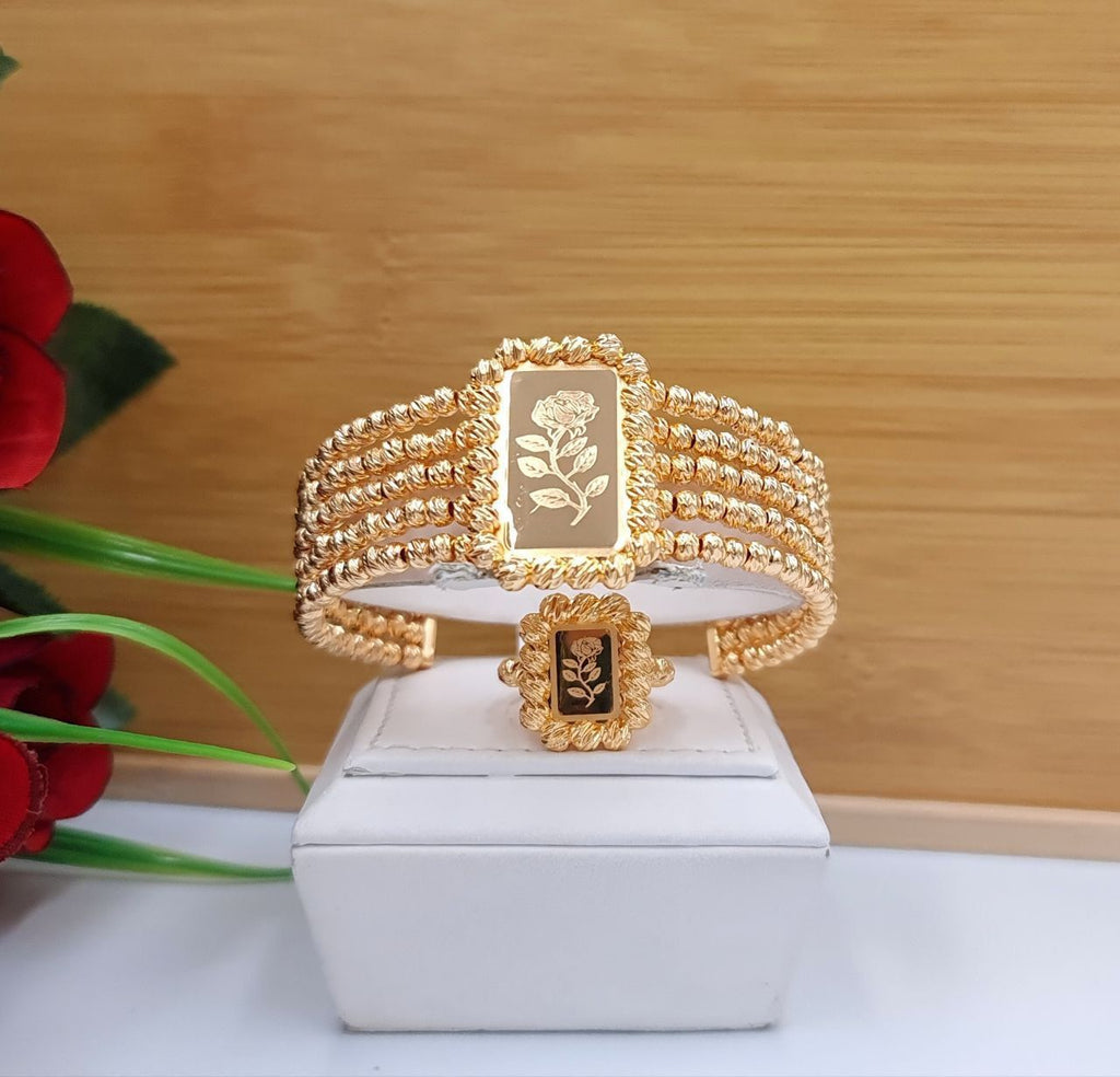 Royal Quadruple-Row Rose Bracelet & Ring Set