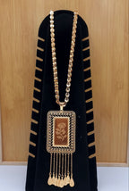 Royal Rectangular Rose Filigree Long Necklace