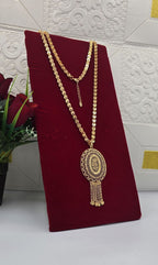 Royal Oval Rose Scroll Filigree Long Necklace