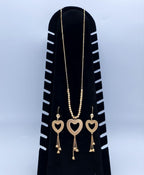 Royal Golden Textured Heart Tassel Set