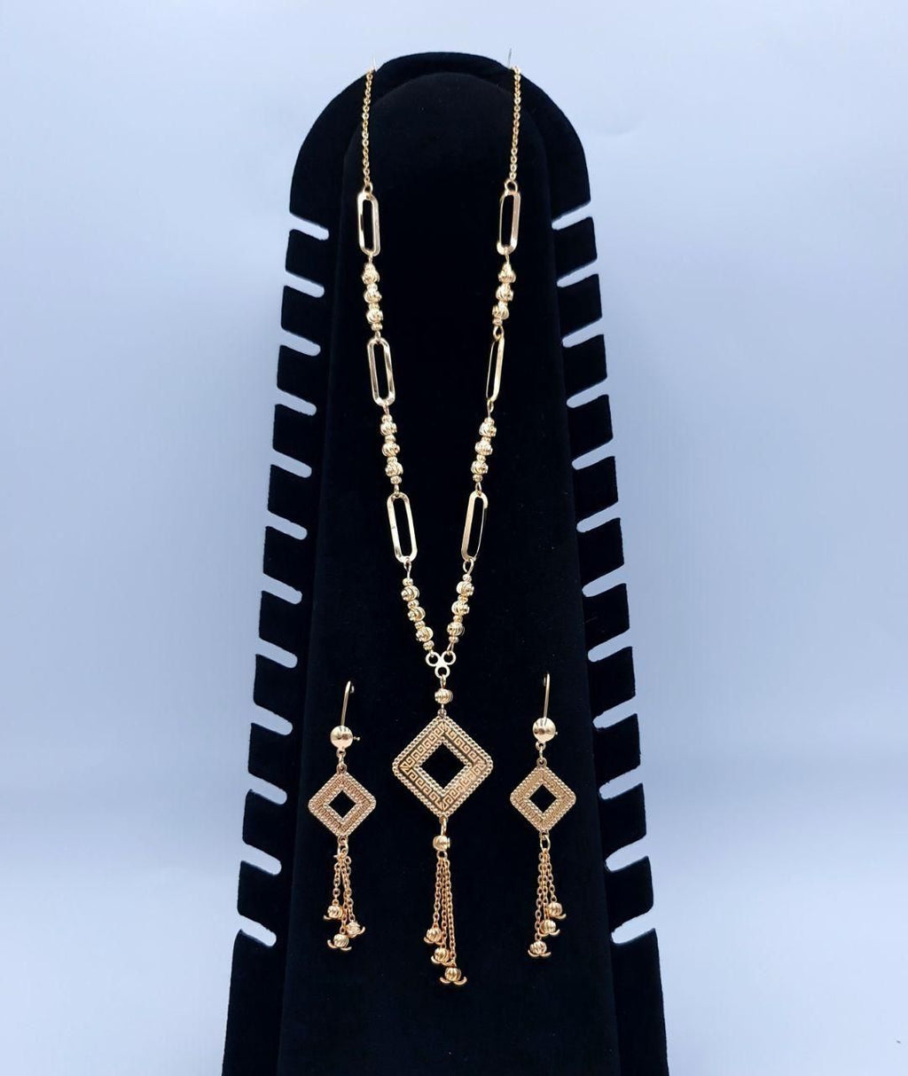 Royal Geometric Rhombus & Mixed Chain Tassel Set