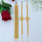 Elegant Khaleeji Gold-Alternative Medallion & Wheat Bracelets
