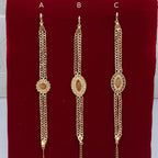 Elegant Double-Chain Floral Gold-Tone Bracelet