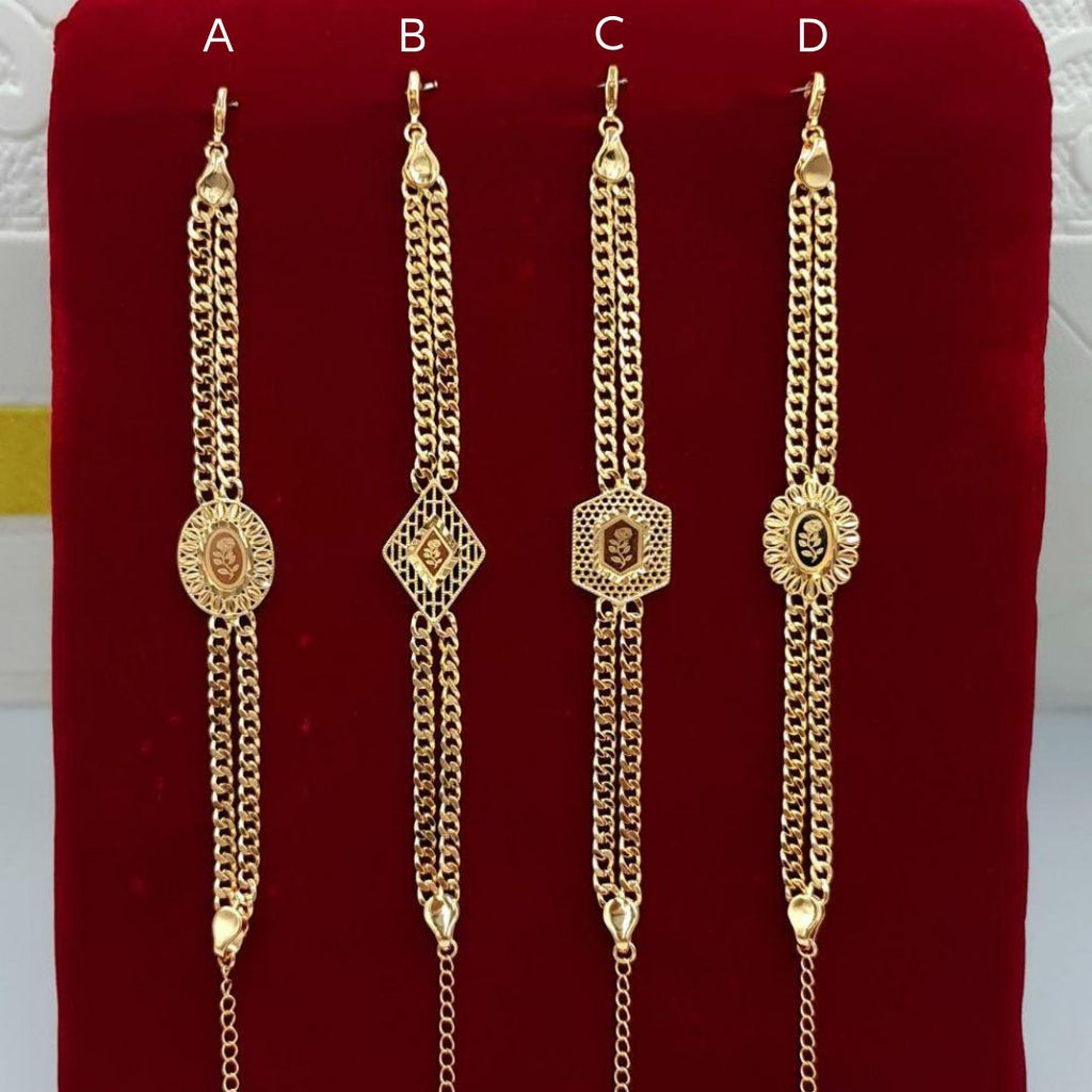 Geometric Floral Khaleeji Gold-Tone Bracelet