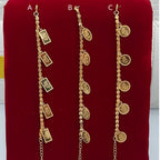 Dangling Floral Charm Khaleeji Gold-Tone Bracelet