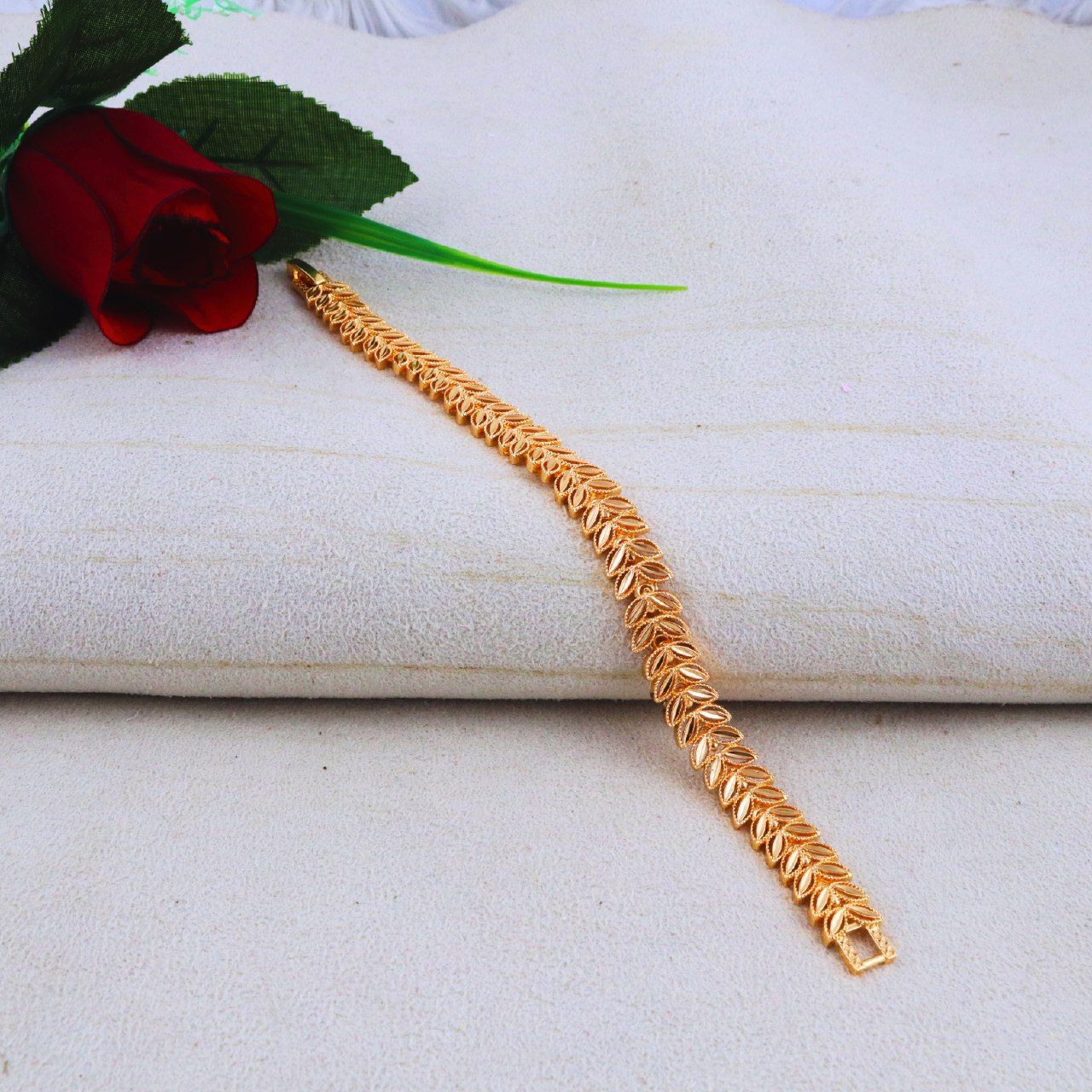 Elegant Wheat Link Gold-Tone Bracelet