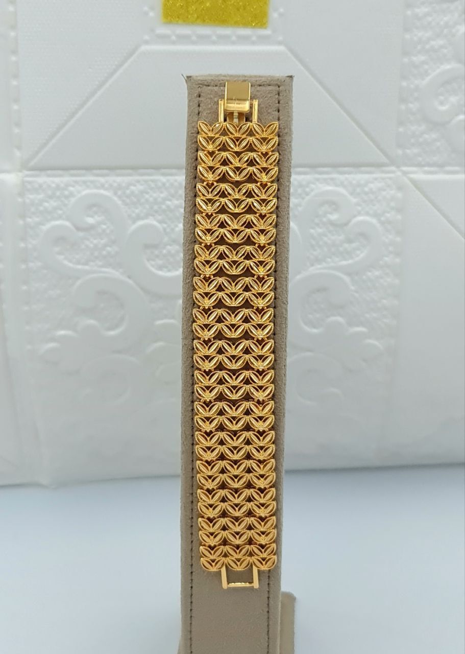 Statement Wide Woven Khaleeji Gold-Tone Bracelet