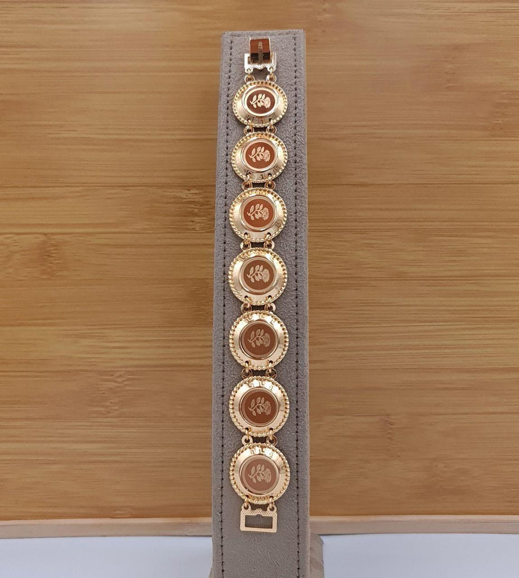 Classic Floral Medallion Gold-Tone Bracelet