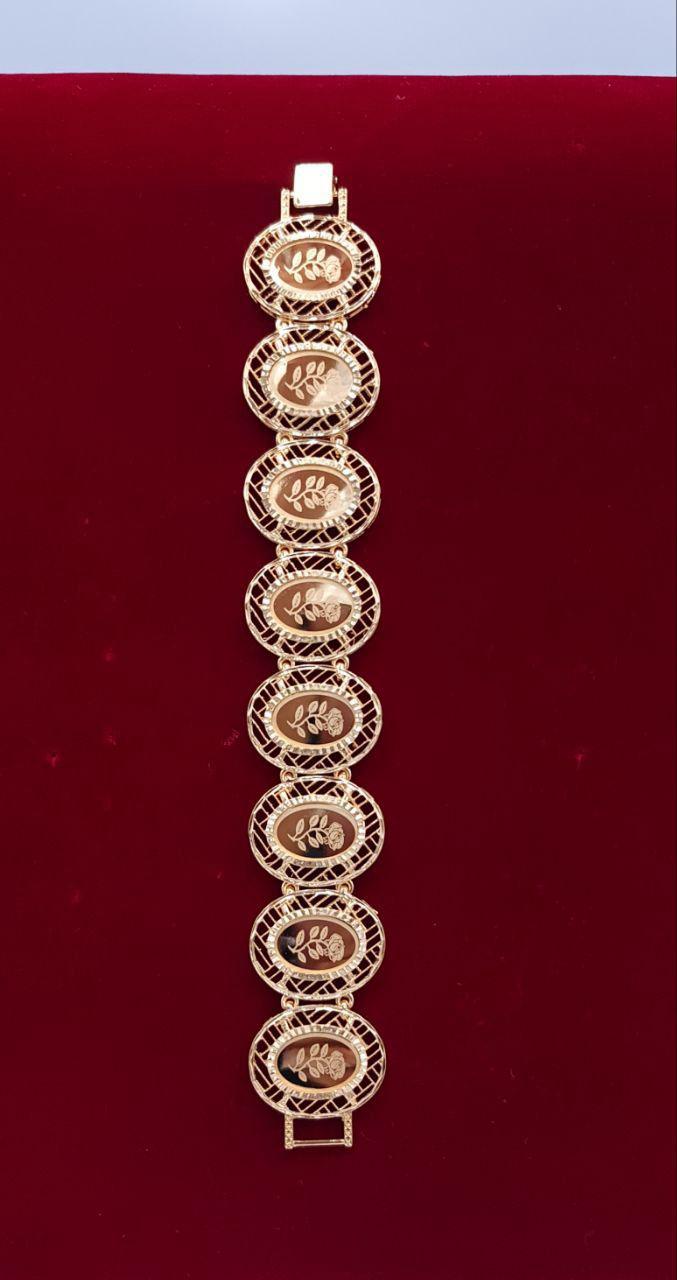 Vintage Lattice Floral Gold-Tone Bracelet