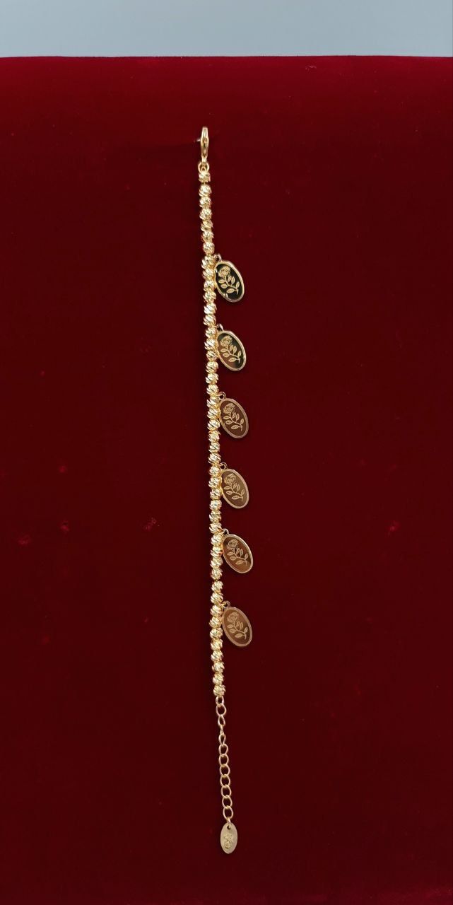 Playful Beaded Floral Charm Gold-Tone Bracelet