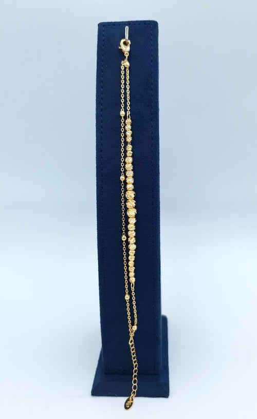 Dainty Layered Diamond-Cut Beaded Gold-Tone Bracelet