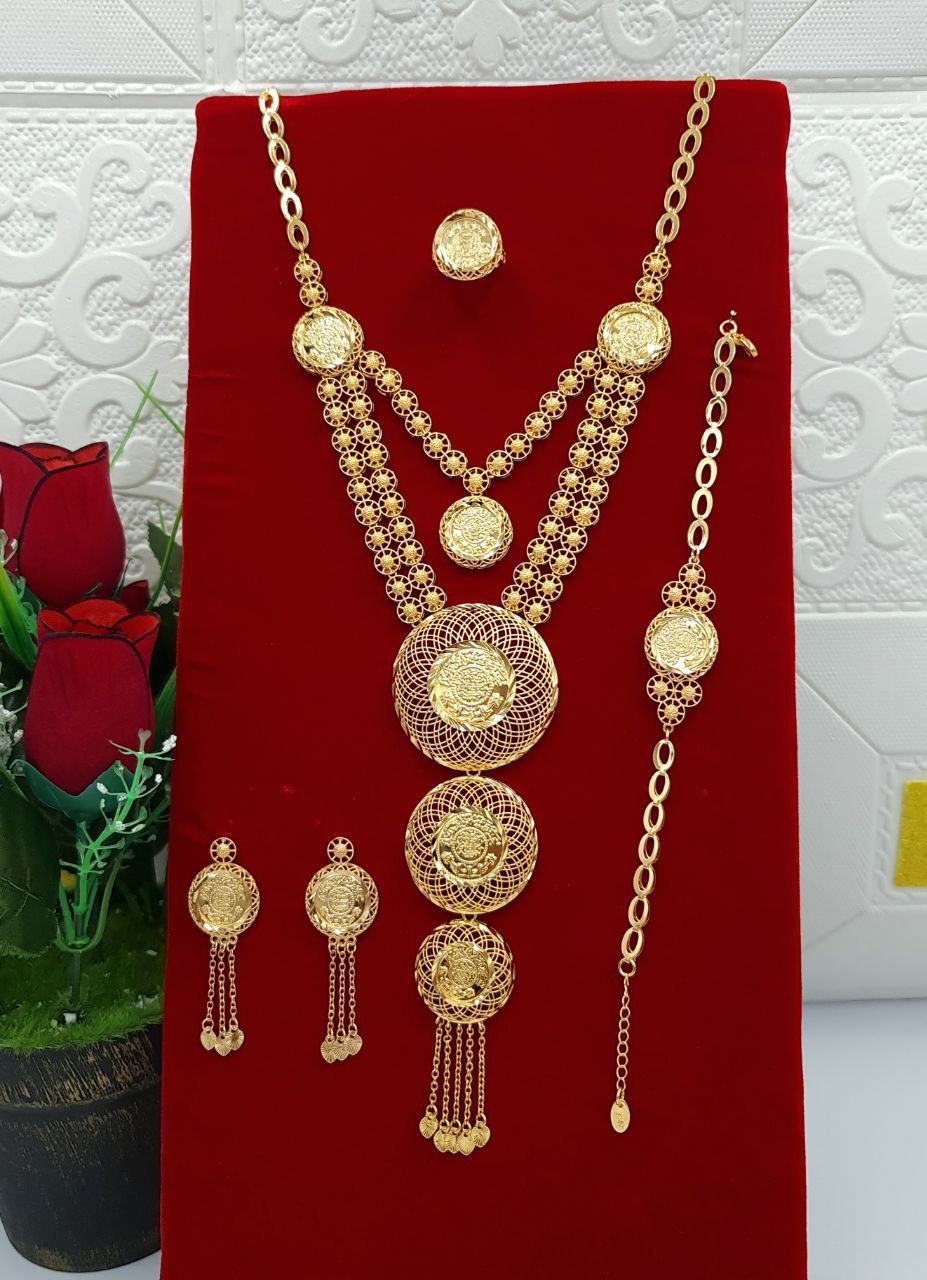 Royal Golden Layered Filigree Coin 4-Piece Set
