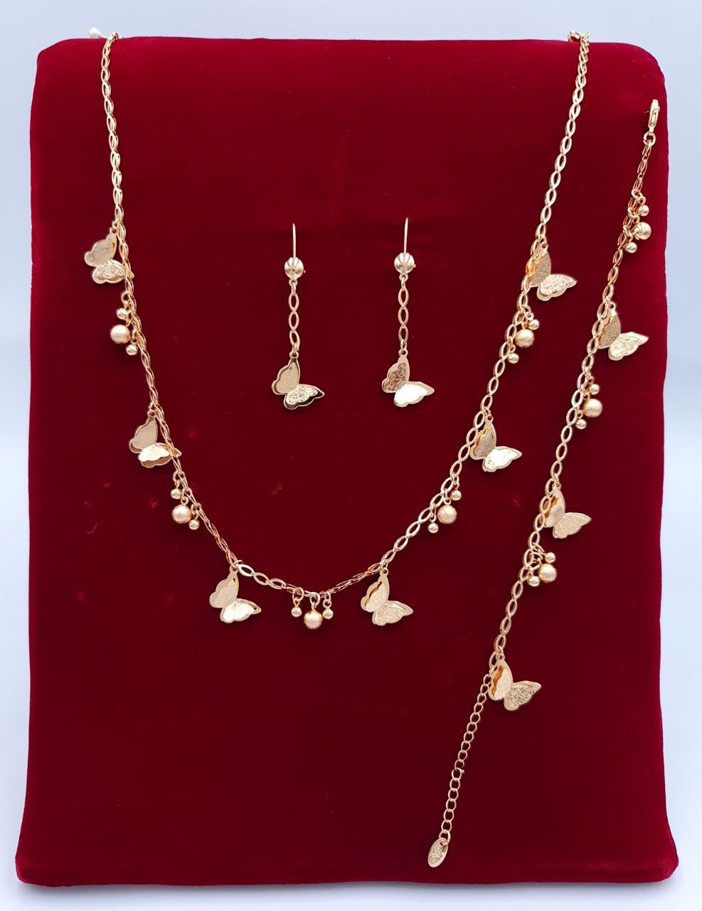 Golden Butterfly Charm 3-Piece Jewelry Set