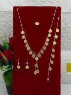 Golden Vintage Coin Charm 4-Piece Jewelry Set