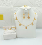 Golden Vintage Coin Charm 4-Piece Jewelry Set