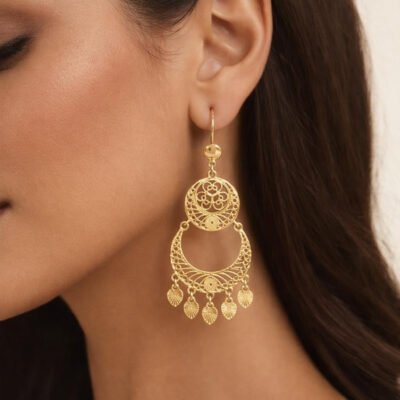 Filigree Crescent Chandelier Earrings
