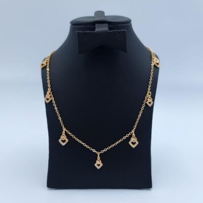 Sparkling Geometric Square Charm Necklace