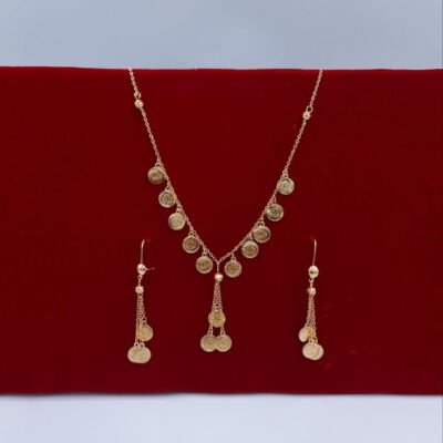 Traditional “Lira” Coin Charm Gold-Tone Set (Necklace & Earrings)