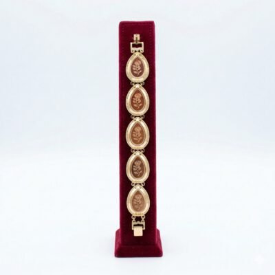 Elegant Teardrop Floral Medallion Gold-Tone Bracelet