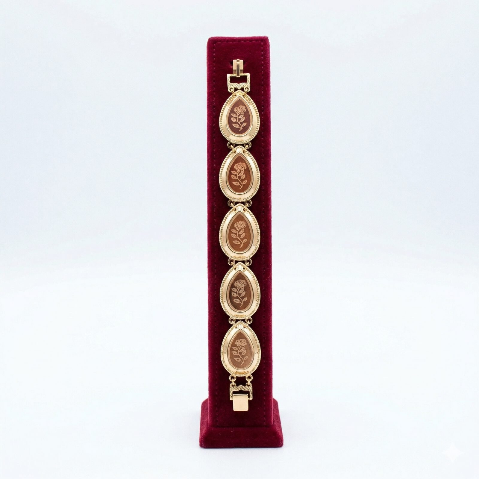 Elegant Teardrop Floral Medallion Gold-Tone Bracelet