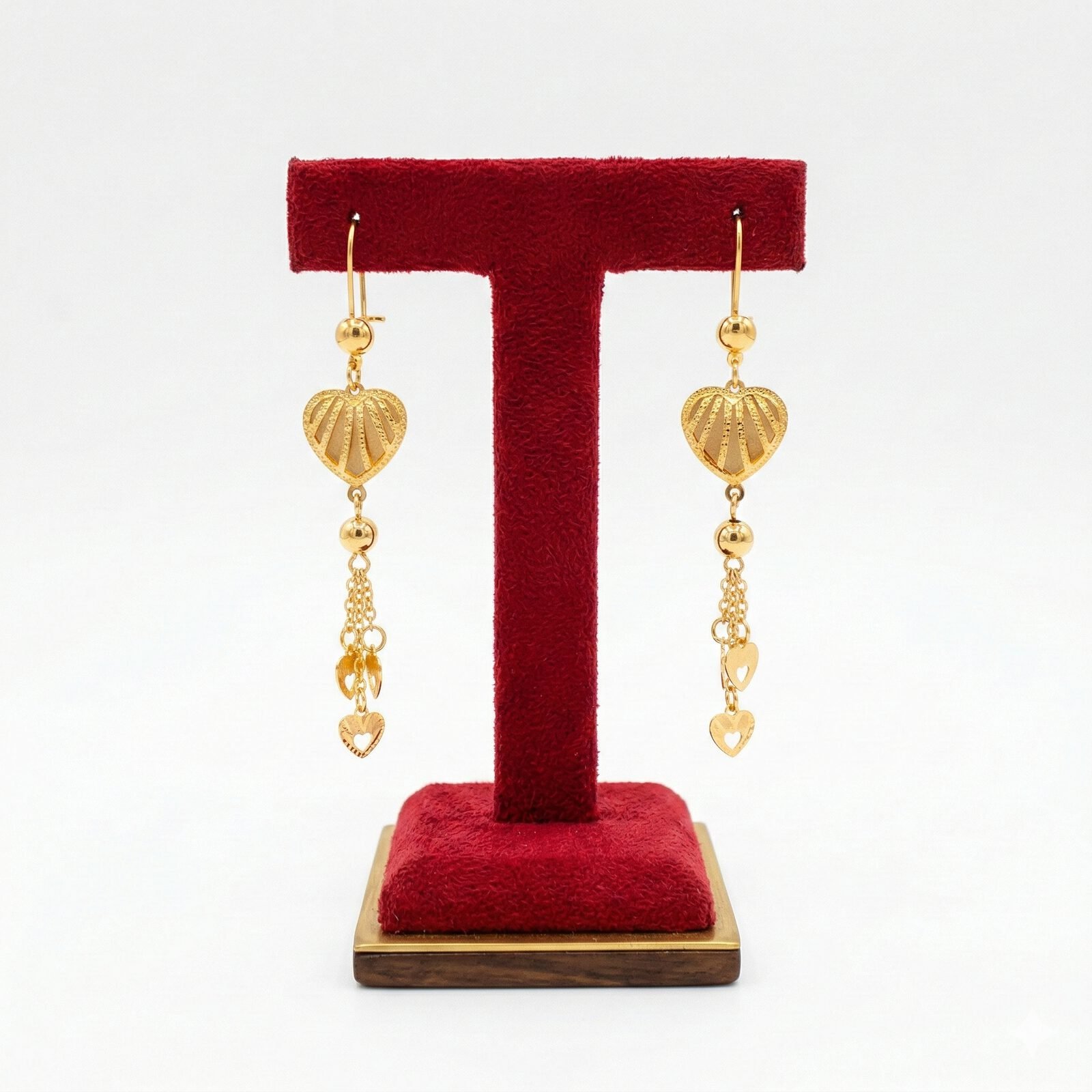 Cascading Heart Charm Dangle Earrings - Image 2
