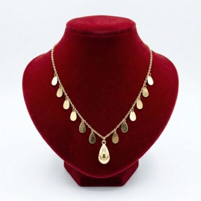 Sleek Polished Teardrop Fringe Necklace (High-Shine Gold Tone)