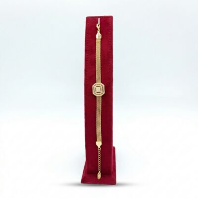 Elegant Crystal Geometric Mesh Gold-Tone Bracelet