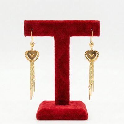 Romantic Heart Tassel Gold Drop Earrings