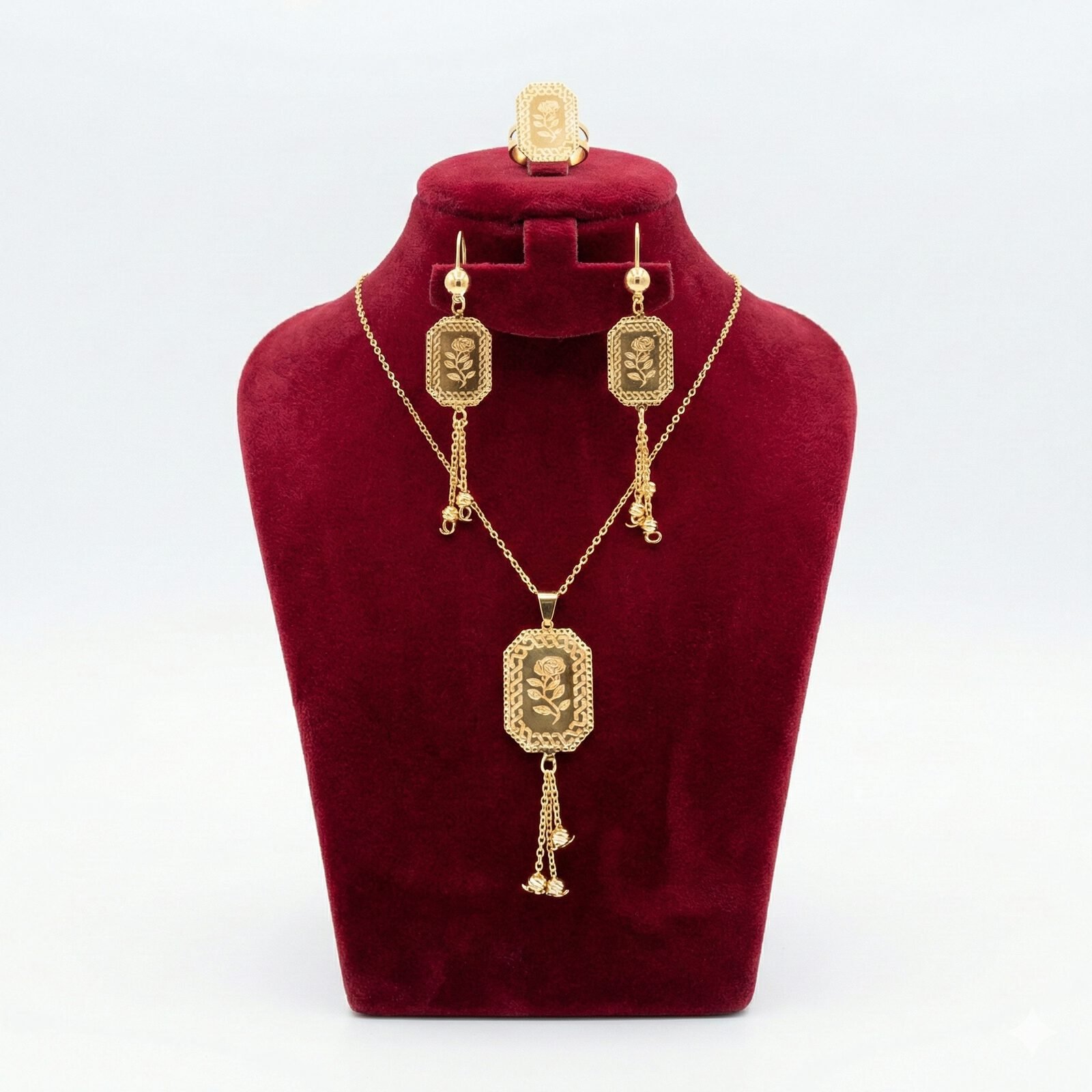 Vintage Rose Rectangular Tassel 3-Piece Set
