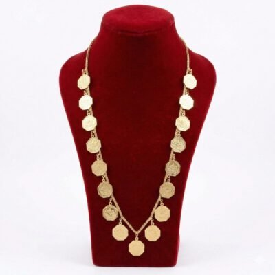 Royal Octagonal Lira Coin Long Necklace